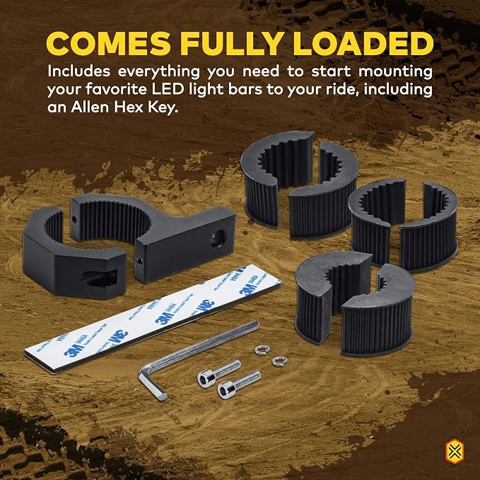 LAMPHUS Off-Road Light Mounting Bracket Bar Clamp Kits [1"/1.5"/1.75"/2" Inch] [Horizontal Bar] [Aluminium] [2 Units] Bull Roll Cage Clamps Mount for ATV UTV