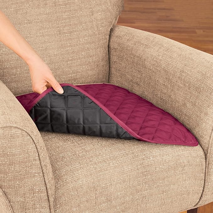 Collections Etc Quilted Waterproof Seat Protector - Set of 2 - Machine Washable, Use for Indoor or Outdoor Seating, Burgundy