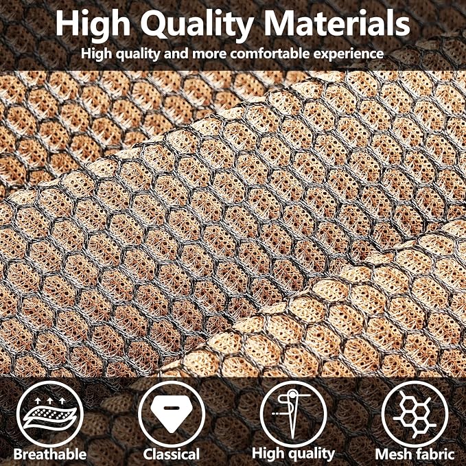 HChengkikz Front Car Seat Covers, Air Mesh, Breathable (Black + Beige) | Airbag Compatible, Automotive Comfort Protection, Universal Fit for Most Cars,Trucks,SUVs