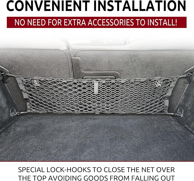Back Seat Style Automotive Elastic Trunk Mesh Cargo Net for Volvo XC60 2017-2025 - Premium Trunk Organizer and Storage - Luggage Net for Crossover- Best Car Organizer for Volvo XC 60