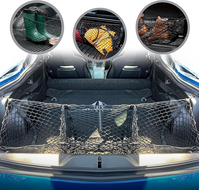 Envelope Style Trunk Mesh Cargo Net for Chevrolet Corvette 2015-2025 - Car Accessories - Premium Trunk Organizers and Storage - Cargo Net for SUV - Vehicle Carrier Organizer for Chevrolet Corvette