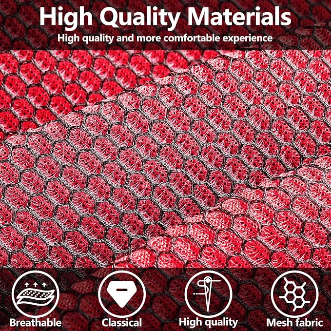 HChengkikz Car Seat Covers, Air Mesh, Breathable (Black + Red) | Airbag Compatible, Automotive Comfort Protection, Universal Fit for Most Cars,Trucks,SUVs