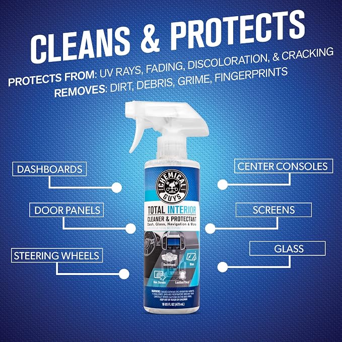 Chemical Guys, Interior On the Go Car Wash Kit, Cleaners & Protectants Set | Compact kit with interior cleaners and protectants for quick interior detailing at home or on the go