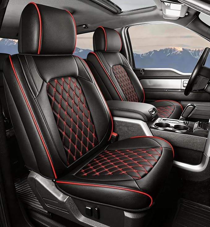 Umbrauto Leather Seat Covers for Silverado/Sierra, Waterproof Custom Full Set Seatcovers for Chevy Silverado/GMC Sierra 2007-2013 & 2019-2025 1500, 2020-2025 2500HD 3500HD Crew/Double/Extended Cab