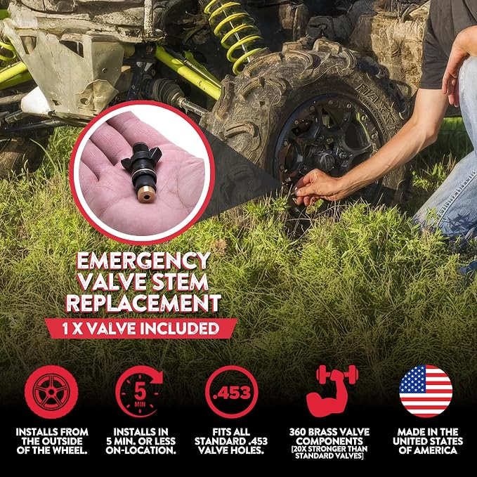 GlueTread Complete Off-Road Tire Repair Kit - Fix Sidewall Damage and Punctures - Includes Heavy Duty Tire Patch Kit, Plugs & Colby Emergency Valve Stem - Enhanced Rubber Formula, Fast Setting