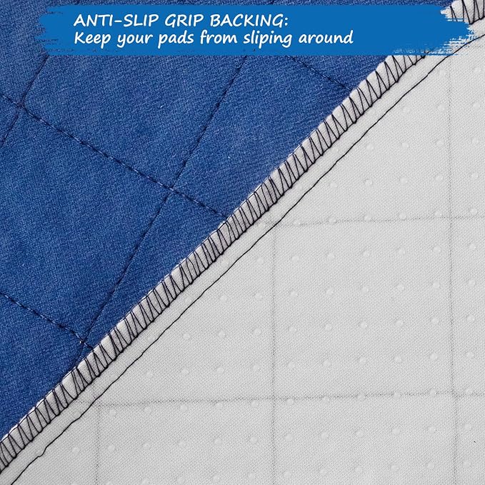 Waterproof Chair Pads for Incontinence Washable, 22" x 21" Under Pads for Adults Washable, 2 Pack Incontinence Chair Pads, Wheelchair Reusable Seat Pads Cover for Men, Women, Adults, Navy