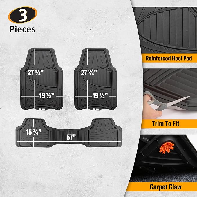 Armor All 3-Piece All-Season Floor Mats, Universal Fit Mats for Cars, Trucks, SUVs — Black