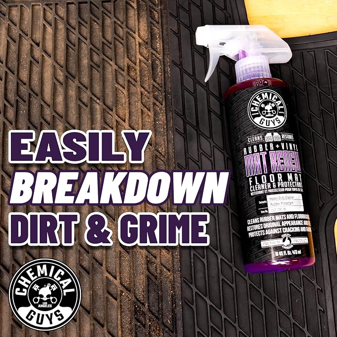 Chemical Guys, Mat Renew Rubber & Vinyl Mat Cleaner & Protectant, 32 oz | For cars, trucks, SUVs, and RVs, dry-touch cleaner protectant for rubber and vinyl mats, dissolves and releases dirt and oil