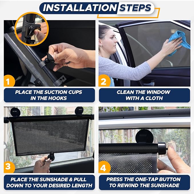EcoNour Car Window Shades for Windows (2 Pack) | Shade Automotive Interior Sun Protection Large Offers Complete from UV Rays and Glare 18" x 20"