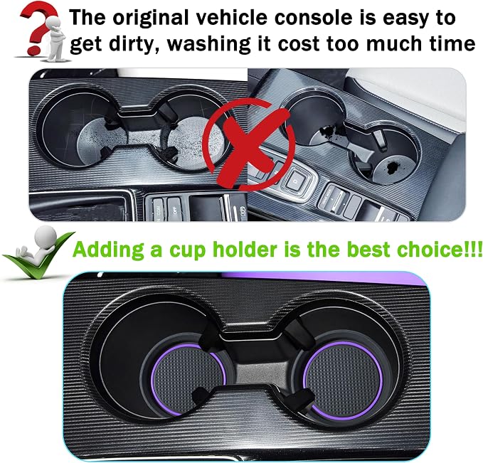 for Honda Civic Accessories 2026 2025 2024 2023 2022 Cup Holder Inserts Center Console Liner 3D Silicone Cup Holder Coaster Protector Mat Pad Non-Slip Interior Decoration for Civic 3Pcs (Purple)