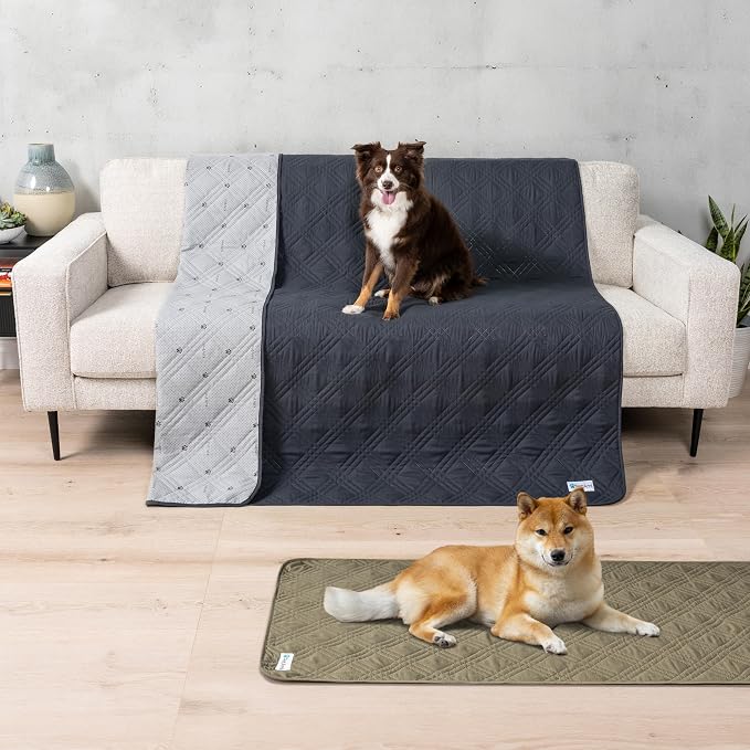 PetAmi Waterproof Couch Cover for Dogs, Non-Slip Leakproof Sofa Furniture Protector for Pet Cat, Machine Washable Bed Blanket for Car Seat, 68x82 Gray