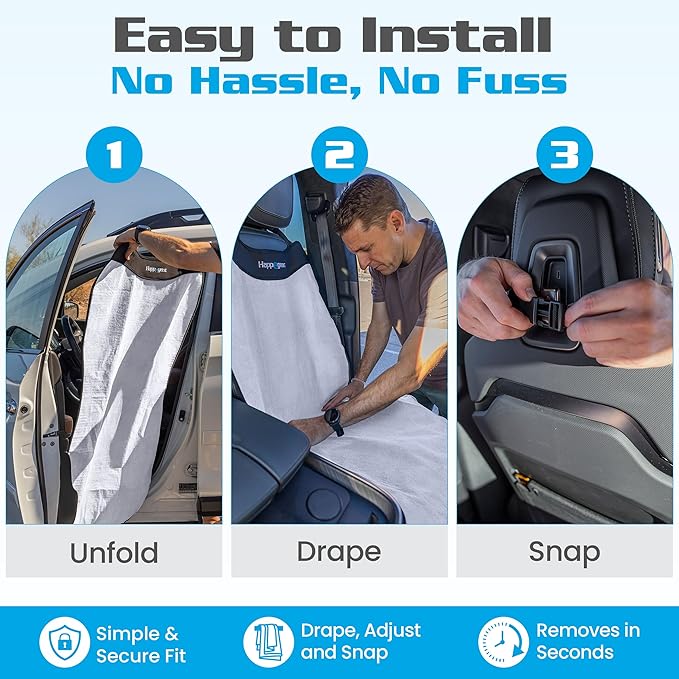 HAPPEGEAR Happeseat Waterproof Car Seat Cover & Protector, Silver | Universal Fit, Car Seat Towel Cover, Non-Slip Backing, Machine Washable, Fits Front & Back, Easy Install & Storage