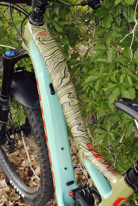 Bike Frame Protection Tape- High Impact Clear Vinyl Wrap Includes Tool (4”x72) Bicycle Frame Protector, Mountain Bike Frame Guard Chainstay Protector (Topographic Marble)