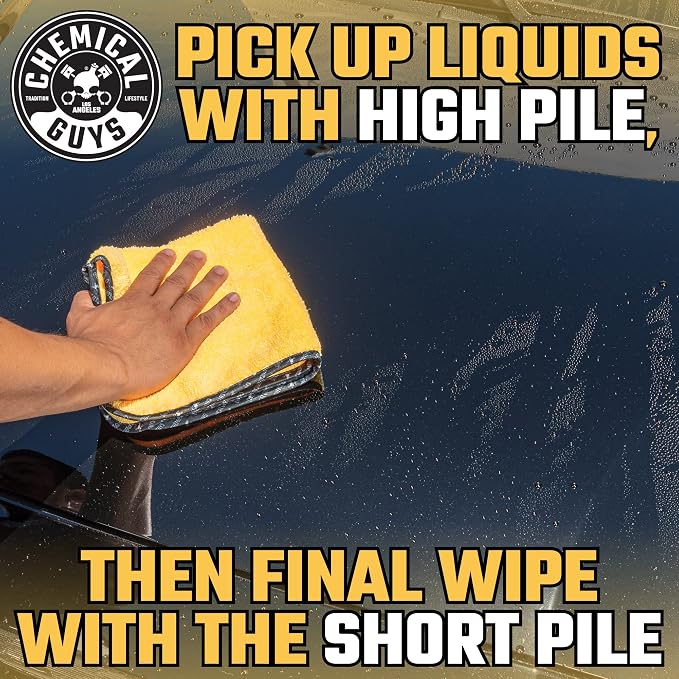 Chemical Guys Miracle Dryer Microfiber Drying Towel for Cars, Yellow | For trucks and SUVs, soft-banded scratch-free, 36 x 25 inches, oversized dual pile, scratch-free drying, short and high pile
