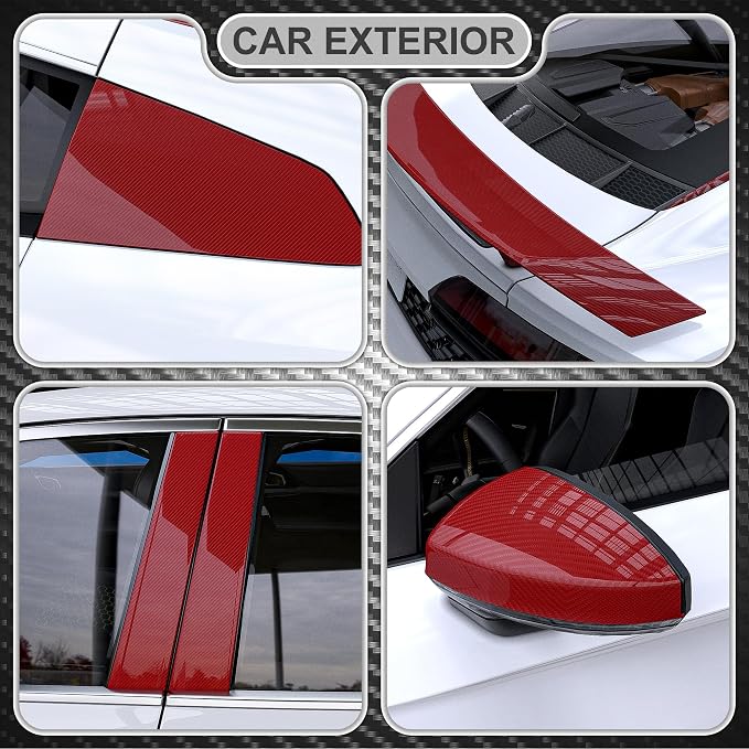 Lypumso 6D Carbon Fiber Vinyl Wrap Roll, Glossy Car Wrap Film Featuring Bubble Free Air Release Technology, Car Moto DIY Interior Exterior Decoration (Carbon Fiber Red, 1ft x 10ft)