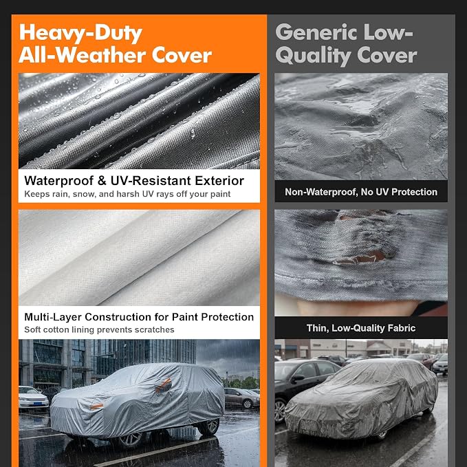 Jeep Wrangler 2 Door Cover Waterproof All-Weather,Outdoor Full Exterior SUV Cover for Wrangler YJ TJ JK JL(1987-2026),with Windshield Sun Shade,Towel&Storage Bag,Size J2 (See Size Chart)