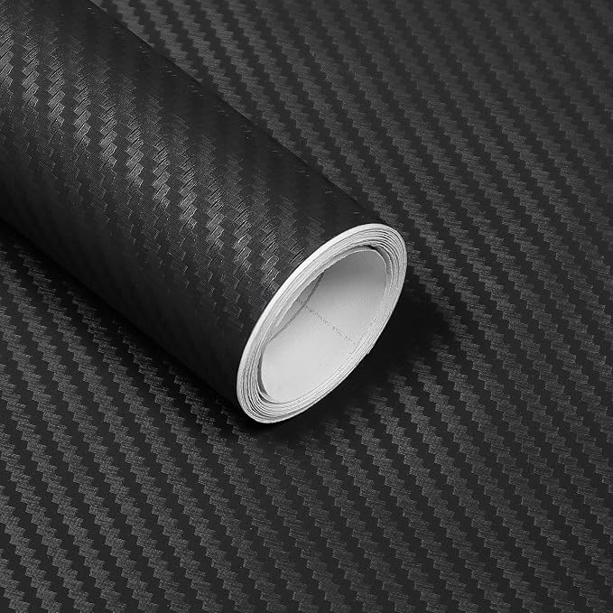 Lypumso 3D Black Carbon Fiber Vinyl Wrap, Car Wrap Film Roll with Air-Release Technology for DIY Use, Car Auto Decal Exterior and Interior Wrapping Film, Vehicle Self Adhesive Sticker 1ft x 10ft