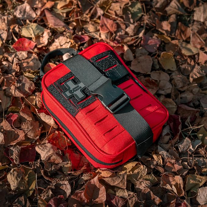 RHINO RESCUE Survival First Aid Kit for Hiking, Backpacking | Portable Size, IFAK Molle Pouch, Essential Outdoor Gear, 100+ First Aid Supplies, 20+ Survival Essentials, HSA/FSA Approved