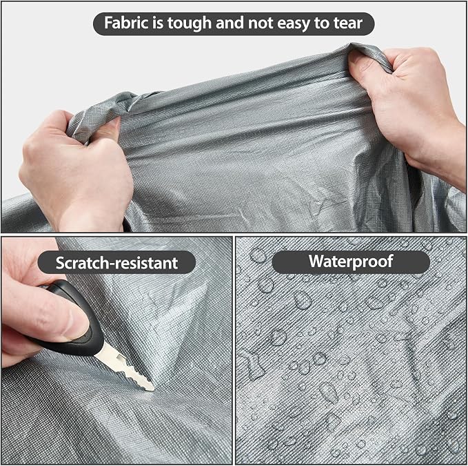 Car Cover Waterproof All Weather, 6 Layers Outdoor Full Car Cover UV Snow Rain Wind Dust All Weather Outdoor Protection with Zipper Cotton, Mirror Pocket, Fit for Sedan Grey (190-195 inch)