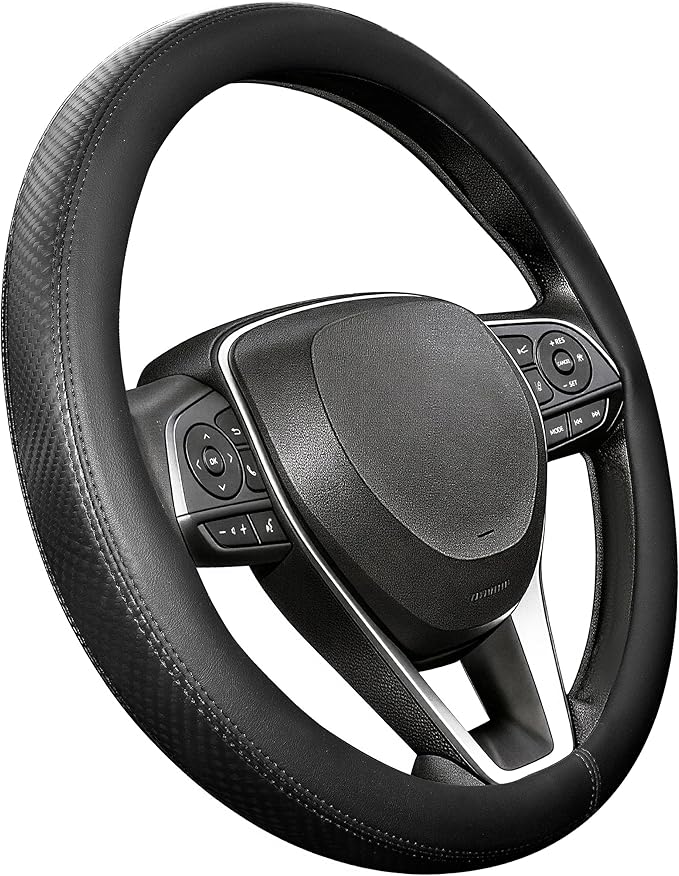 Steering Wheel Cover for Toyota RAV4, Camry, Corolla, Tacoma, Highlander, Sienna, Fit 14.5-15" Wheels, Standard Size (Black)