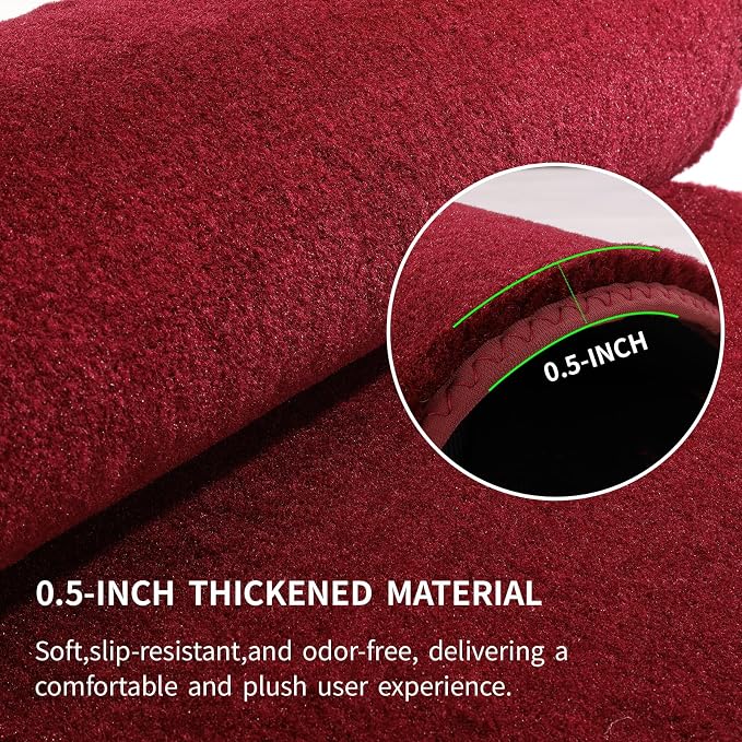 EKR All-Weather Universal Floor Mats,Thick Anti-Slip Car Carpet(Burgundy) | 0.5 inch Thick Anti-Slip Automotive Floor Mat with Driver Heel Pad Fit for SUV/Vans/Sedans/Trucks,Burgundy 4pcs Full set