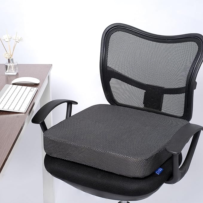 Ifoam Gel Infused Memory Foam Layer Wheelchair Cushion - Seat Cushion for Wheelchair-Office Chair, Kitchen Chair-Pressure Sore and Tailbone Pain Relief-High Dense Polyfoam Base (Black, 16×16×3 inch)