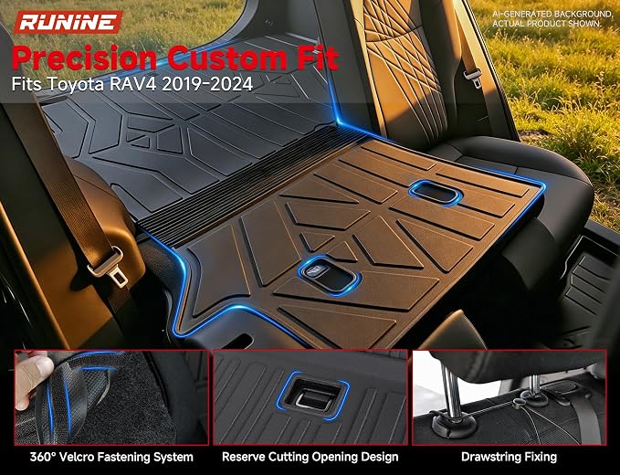 Floor Mats & Cargo Liner Set for Toyota RAV4 2019-2025, Full Coverage Interior Protection with Trunk Mat, Backrest Protector & Door Sill Guards, All Weather TPE Waterproof Anti-Slip Custom Fit