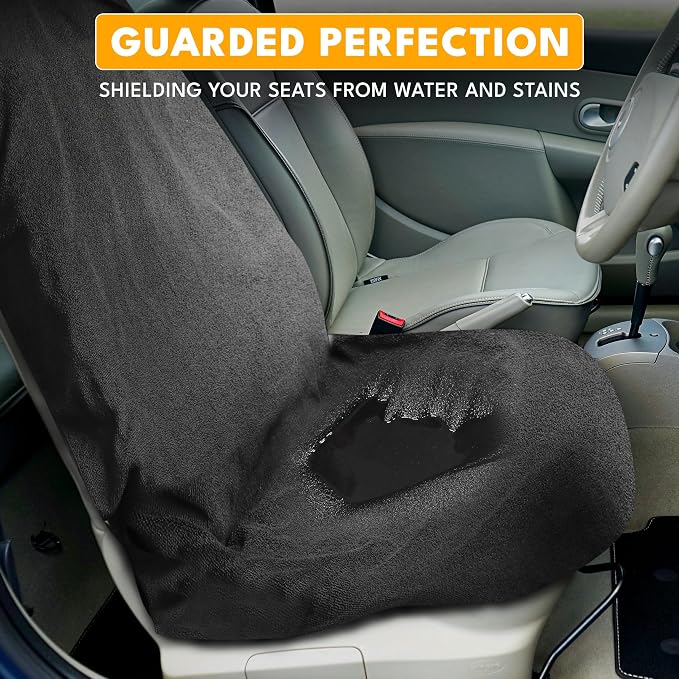 EcoNour Car Seat Cover Sweat Towel – Waterproof Universal Seat Protector for Gym, Workout, Swimming, Camping & Dog Travel – Washable Car Seat Cover for Cars, Trucks, SUVs & Vans – Black 29" x 55.5"