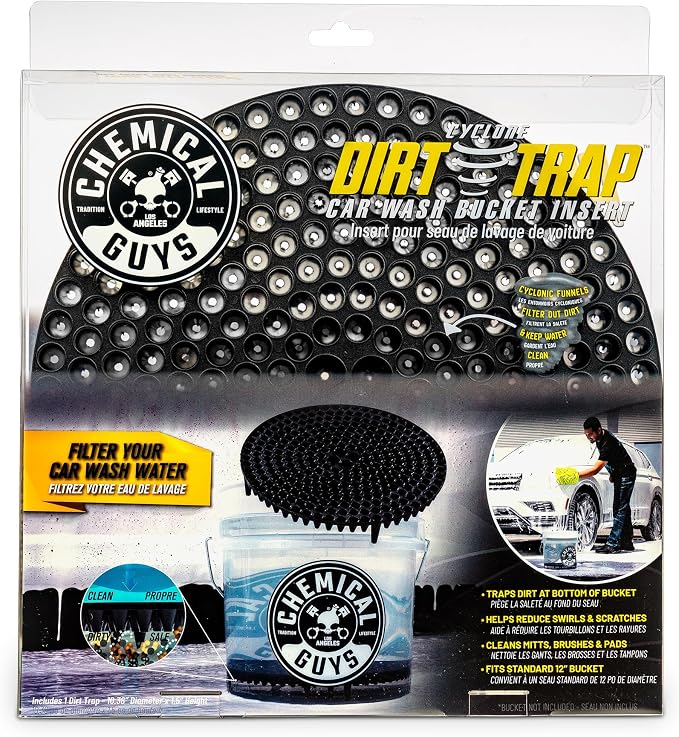 Chemical Guys, Cyclone Dirt Trap Car Wash Bucket Insert, 12 inch, Black | Drop-in filter traps dirt and grit at the bottom of the bucket to keep wash water cleaner and reduce swirls