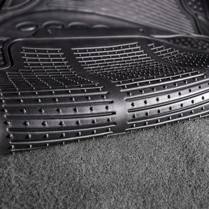 FH Group Automotive Floor Mats Climaproof for All Weather Protection Universal Fit Trimmable Heavy Duty fits Most Cars, SUVs, and Trucks, 2pc Front Set Solid Black