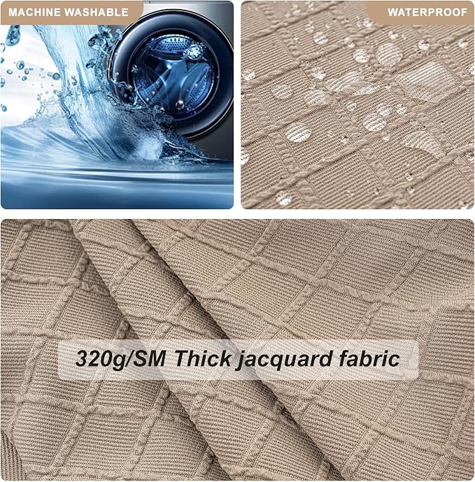 Genina Waterproof Seat Covers for Dining Room Chairs Covers Dining Chair Slipcovers Protector, No Rear Covers (Khaki, 4 Pcs)