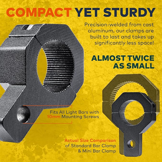 LAMPHUS Off-Road ATV UTV Light Bar Mounts Mounting Bracket Mini Bar Clamp Kits [0.75"/1"/1.25" Inch] [Vertical Bar] [Aluminium] [2 Unit] Bull Bar UTV Roll Bar Clamp Tube Roll Cage Clamps Mount