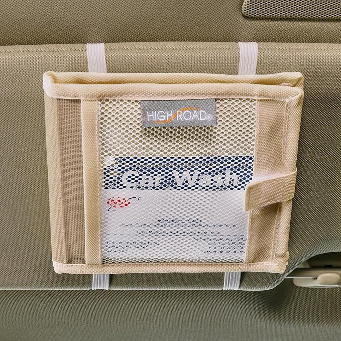 High Road Car Registration and Insurance Card Holder for Sun Visor, Glove Box or Console with 2 Clear Hidden Car Document Pockets and Front Card Pocket