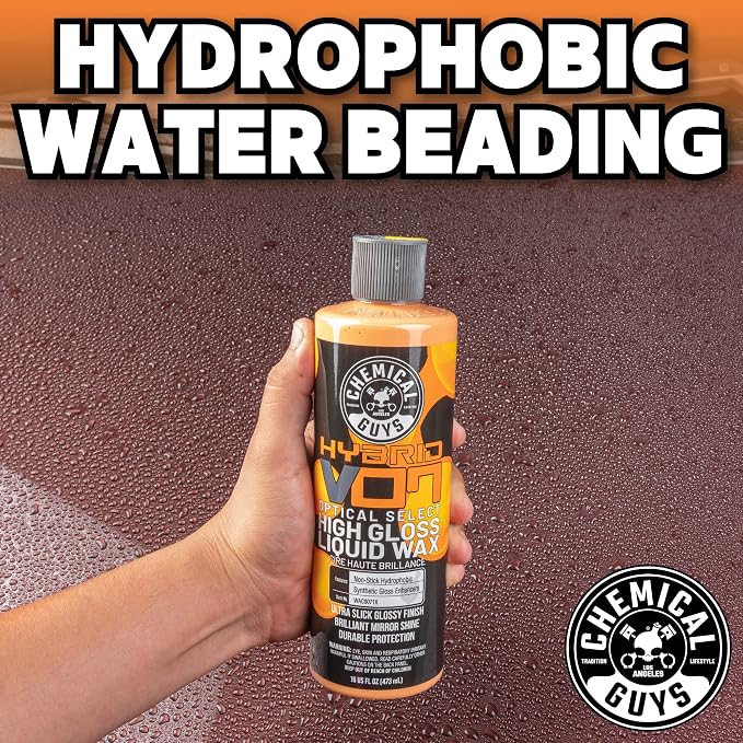 Chemical Guys, Hybrid V7 Optical Select High Gloss Liquid Car Wax, 16 oz | Liquid wax adds deep gloss and slick protection on any paint color, easy on and off, with a fresh orange scent