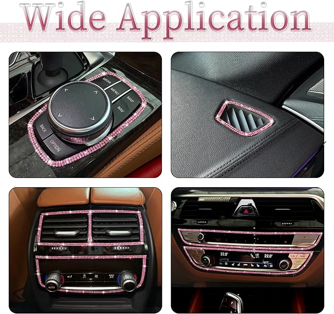 TOMALL Bling Car Door Guard Crash Bumper Crystal Anti-Scratch Strip Sticker Crystals Car Door Bumper Protector Accessory DIY for Interior and Exterior Decoration Styling Accessories (Light Pink)