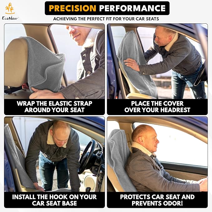 EcoNour Car Seat Cover Sweat Towel – Waterproof Universal Seat Protector for Gym, Workout, Swimming, Camping & Dog Travel – Washable Car Seat Cover for Cars, Trucks, SUVs & Vans – Grey 29" x 55.5"