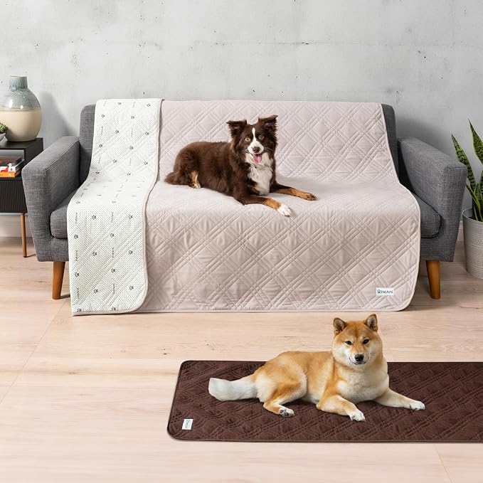 PetAmi Waterproof Couch Cover for Dogs, Non-Slip Leakproof Sofa Furniture Protector for Pet Cat, Machine Washable Bed Blanket for Car Seat, 68x82 Beige