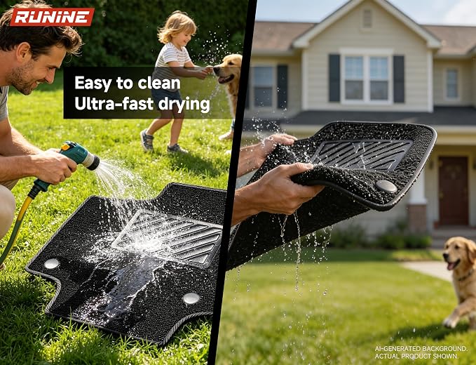 Floor Mats & Cargo Liner Set for Toyota RAV4 2019-2025, Full Coverage Interior Protection with Trunk Mat, Backrest Protector & Door Sill Guards, All Weather TPE Waterproof Anti-Slip Custom Fit
