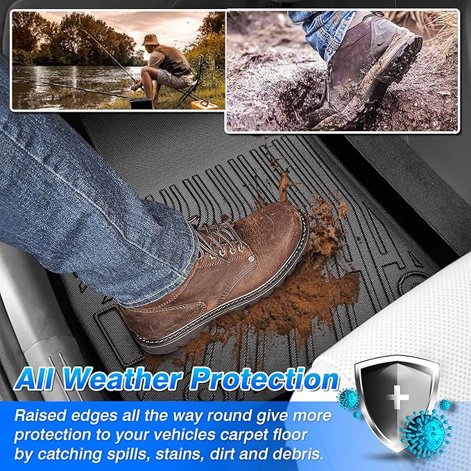 Cartist Floor Mats for Toyota Tacoma 2024-2026 (Only Fit Hybrid) Double Cab, All Weather Floor Liners for Tacoma Accessories, Heavy Duty TPE Car Mats, Car Accessories