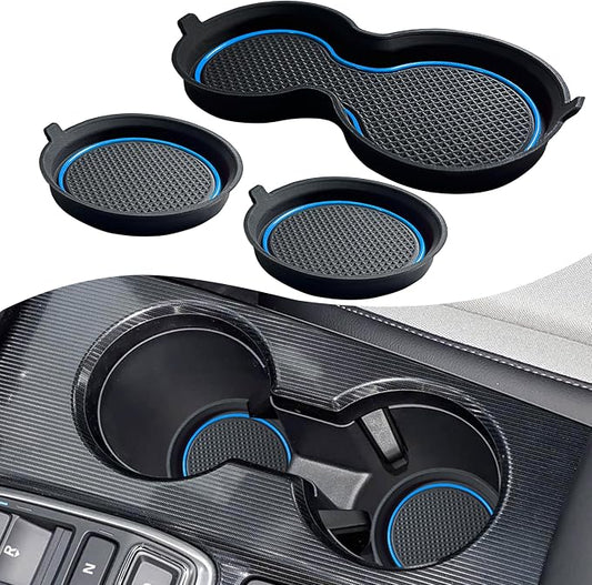 for Honda Civic Accessories 2026 2025 2024 2023 2022 Cup Holder Inserts Center Console Liner 3D Silicone Cup Holder Coaster Protector Mat Pad Non-Slip Interior Decoration for Civic 3Pcs (Blue)