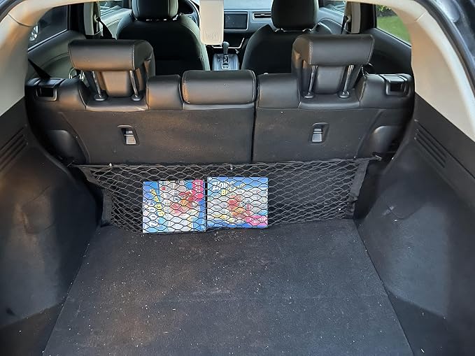 Envelope Style Trunk Mesh Cargo Net Compatible with Honda HRV HR-V LX EX Touring Sport 2013-2022 - Car Accessories - Premium Trunk Organizers and Storage - Cargo Net for SUV - Carrier Organizer