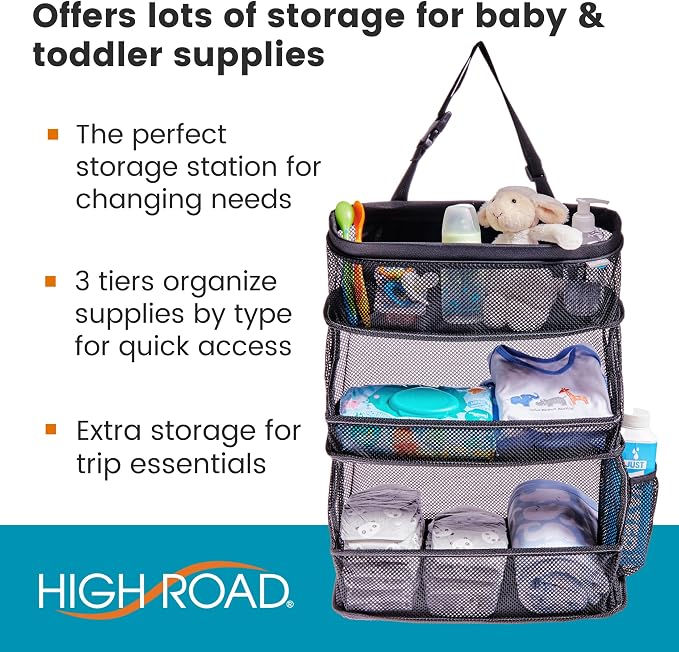 Car Storage Organizer – 3-Bin Hanging Organizer for SUV Trunk or Car Seat | High Road's Multipurpose Car Organizer Holds Driving Essentials, Kids Trip Needs or Emergency and Cleaning Supplies