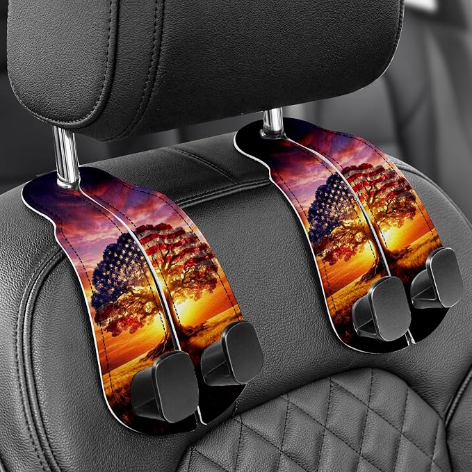WOCOCN Purse Holder for Car, 2 Pack Heavy Duty Purse Hanger for Car, PU Leather Car Seat Hooks for Purses and Bags, Cute Tree Headrest Organizer for Handbags & Backpacks