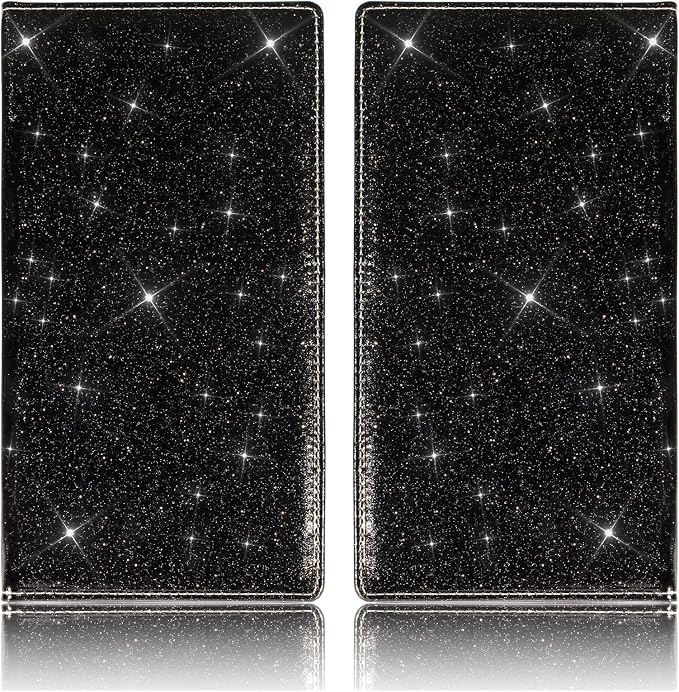 TOURSUIT Car Registration & Insurance Card Holder, Glitter Black | Vehicle License Document Organizer, Glove Box Compartment, Interior Car Accessories, For Women Men