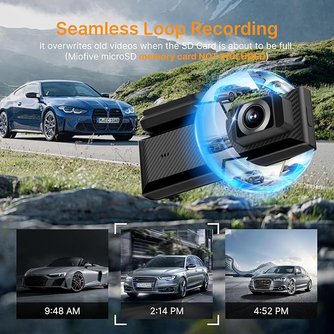 Miofive Dash Cam Mini 2, 2K+1080P FHD, Built-in Wi-Fi GPS Smart Dash Camera for Cars, 125° Wide-Angle FOV, HDR, Night Vision, G-Sensor, iOS/Android App, Loop Recording, Parking Monitor, Time-Lapse