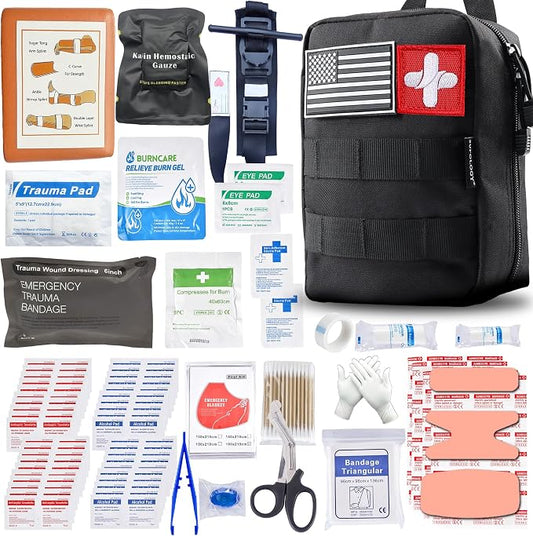 Premium IFAK Trauma Kits, First Aid Kits with Tourniquet, 36" Splint, Israeli-Bandage,Survival Emergency Prepare Equipment Bag for Home, Outdoor, Heavy-Duty Workspace, School, Car