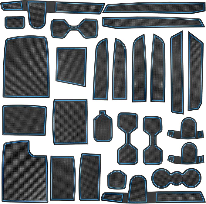 Cup Holder Insert for Telluride Accessories 2025 2024 2023 2022 2021 2020 Center Console Liners Door Pocket Slot Mats Non-Slip Anti Dust Pads Premium Interior 26Pcs Set (Blue Trim)