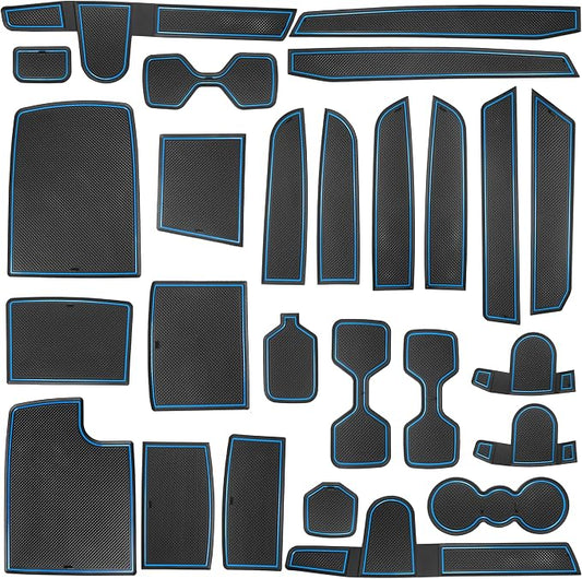Cup Holder Insert for Telluride Accessories 2025 2024 2023 2022 2021 2020 Center Console Liners Door Pocket Slot Mats Non-Slip Anti Dust Pads Premium Interior 26Pcs Set (Blue Trim)