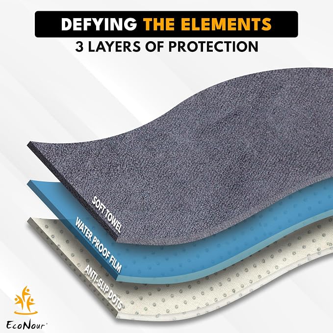 EcoNour Car Seat Cover Sweat Towel – Waterproof Universal Seat Protector for Gym, Workout, Swimming, Camping & Dog Travel – Washable Car Seat Cover for Cars, Trucks, SUVs & Vans – Grey 29" x 55.5"