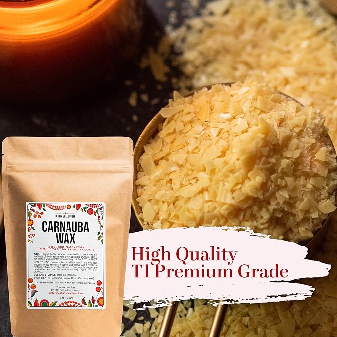 Pure Carnauba Wax for Wood, Furniture, Car Polish and Leather Finishing | Use in Homemade Balms and Skin Care | Food Grade, Vegan Hard Wax | 1 LB (16 oz) by Better Shea Butter